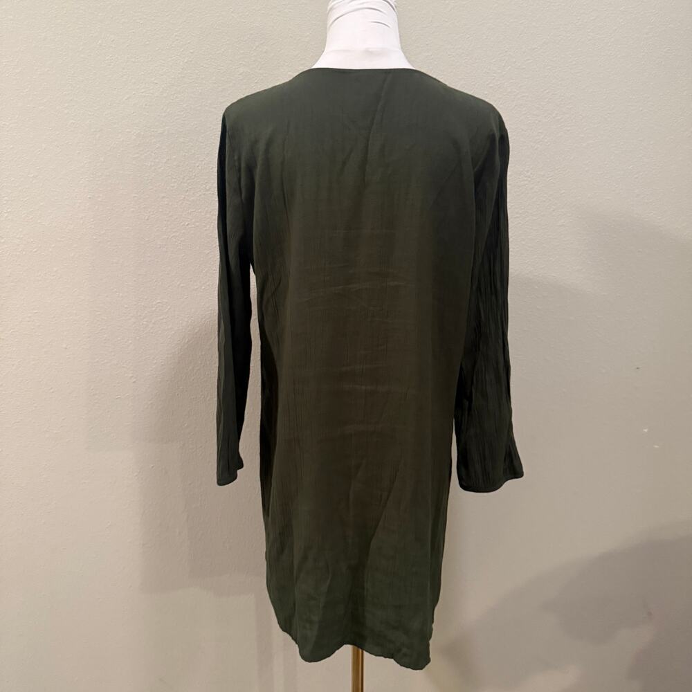 St. John’s Bay Green Tunic Top long Sleeve Lagenlook Boho Large Work Office - Picture 3 of 8